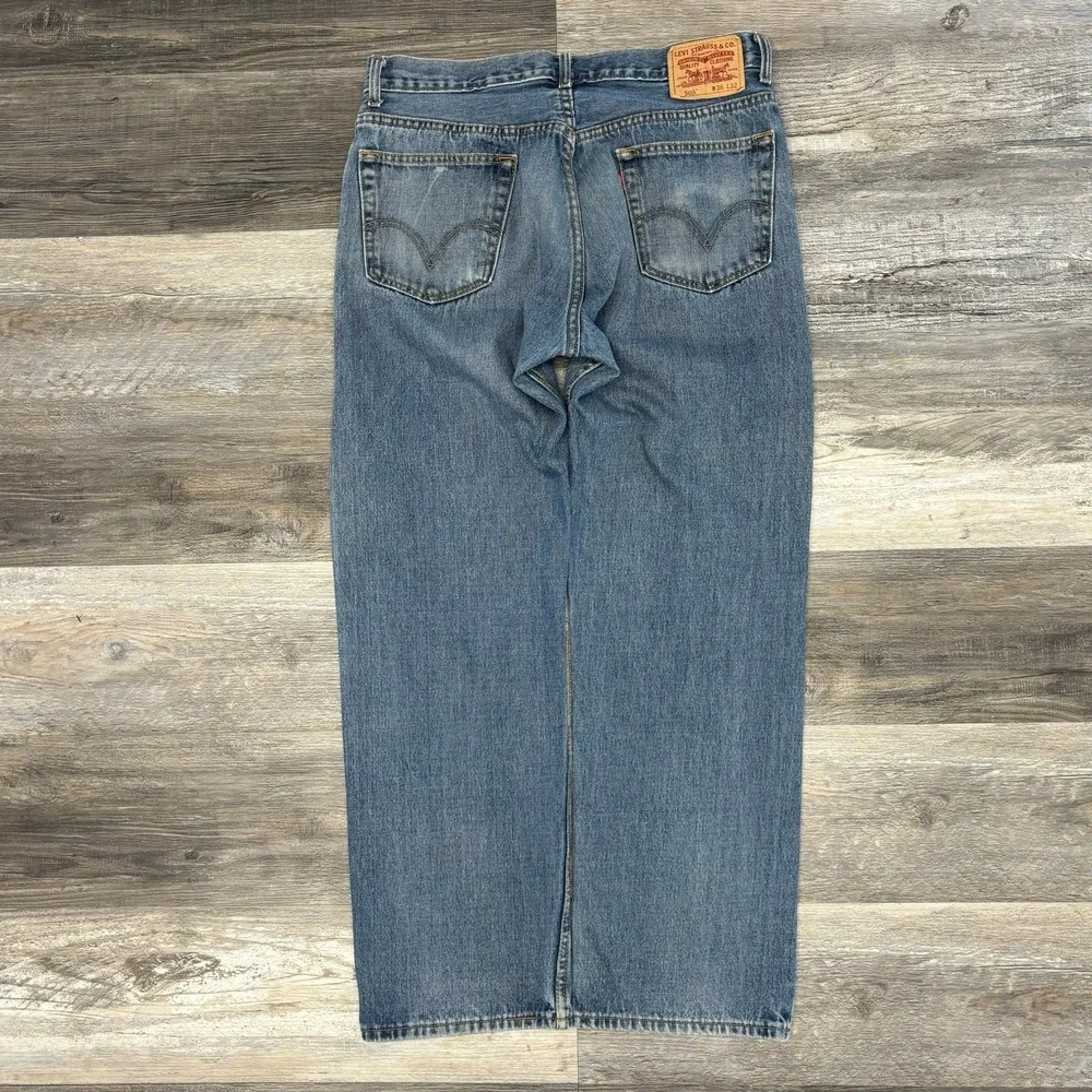 Vintage Y2K Levis 505 Mid Wash Blue Mens 36x31 Regular Fit Denim Jeans Red Tab‎